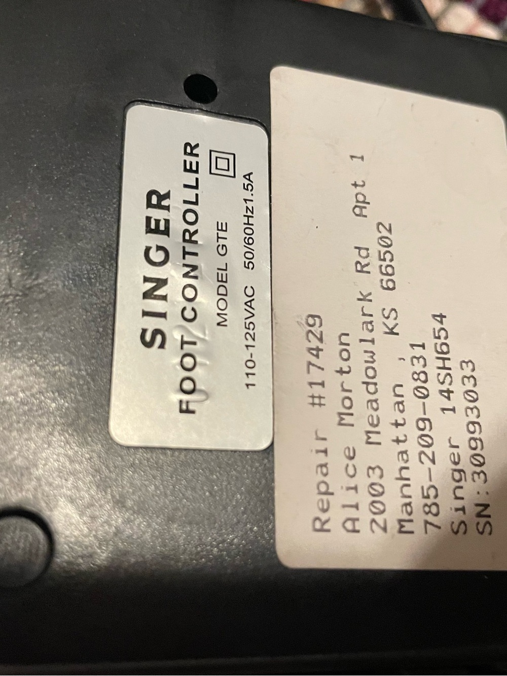 Singer Foot Controller - Black
